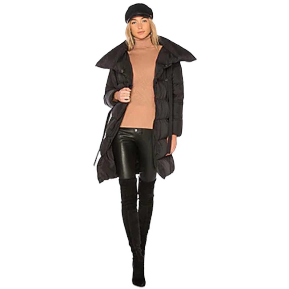 Tahari Margot Shawl Collar Down Feather Quilted Puffer Coat Jacket